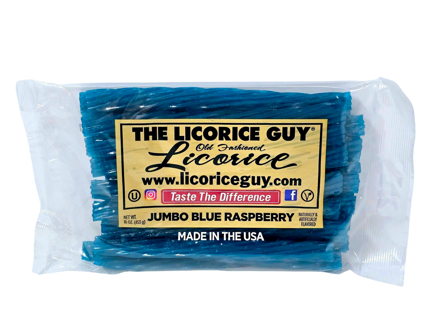 Blue raspberry flavored licorice from The Licorice Guy.