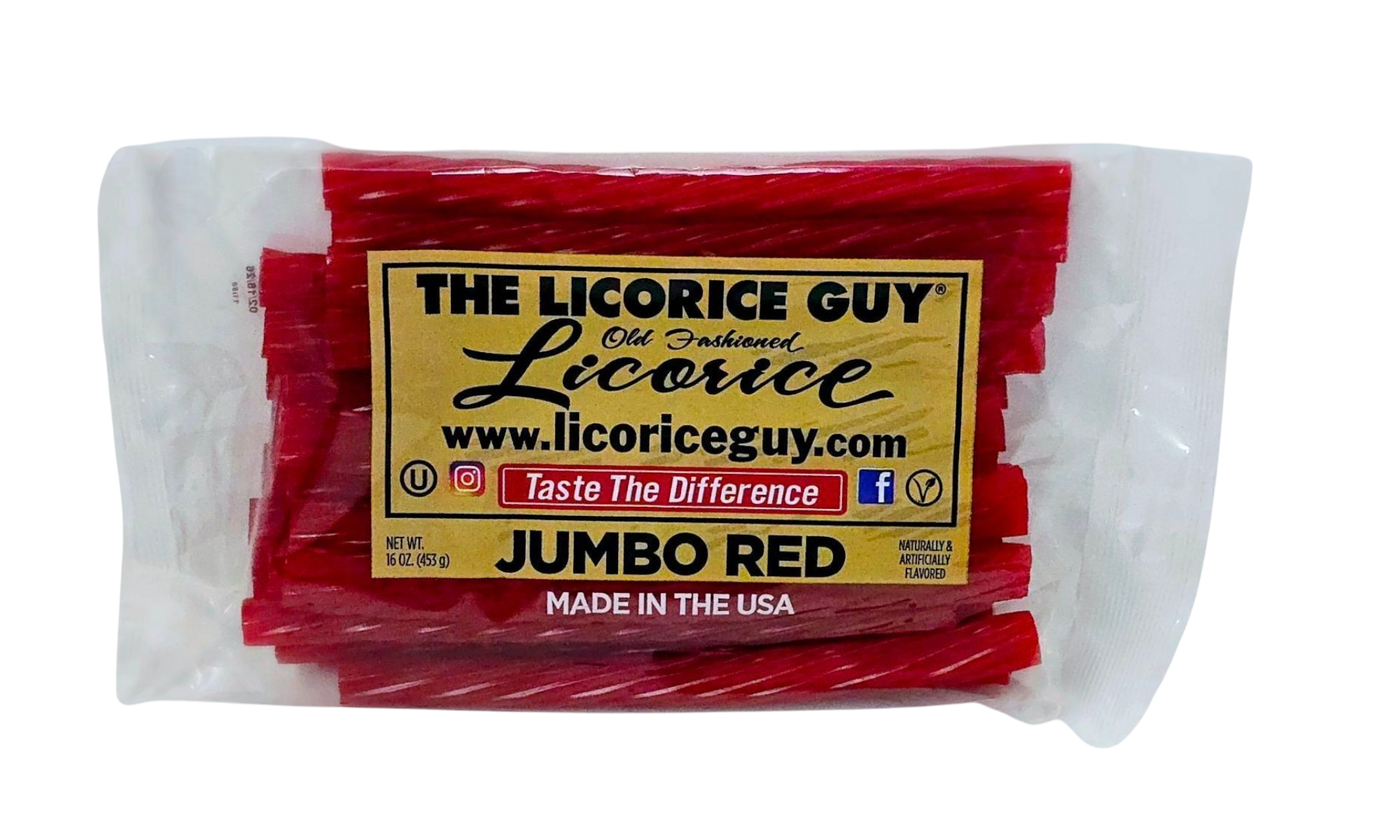 Red, cherry flavored licorice from The Licorice Guy.