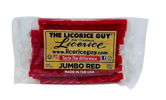 Red, cherry flavored licorice from The Licorice Guy.